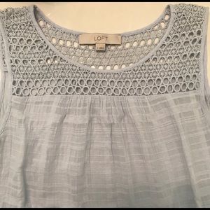 Loft Light Blue Sleeveless Knit and Textured Top